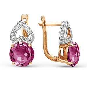 Серьги из красного золота с корундами