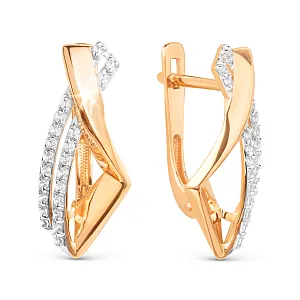 Серьги из красного золота с фианитами