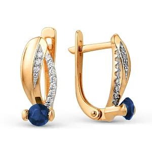 Серьги из красного золота с корундами