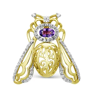 Подвеска из желтого золота с аметистом