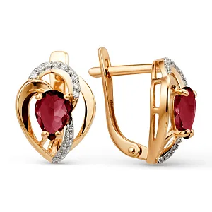 Серьги из красного золота с гранатами