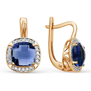 Серьги из красного золота с корундами