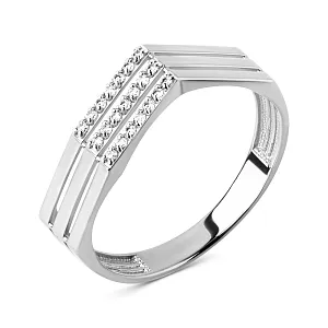 Кольцо из белого золота с фианитами