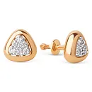 Серьги пусеты из красного золота с фианитами