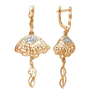 Серьги из красного золота с фианитами