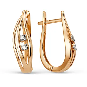 Серьги из красного золота с фианитами