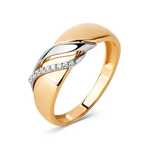 Кольцо из красного золота с фианитами