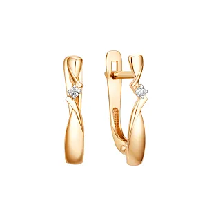 Серьги из красного золота с фианитами