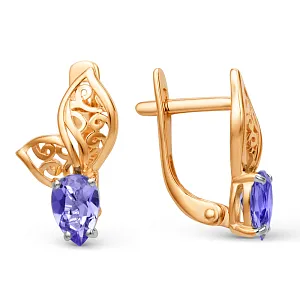Серьги из красного золота с аметистами