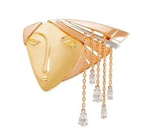 Брошь из красного золота с фианитами