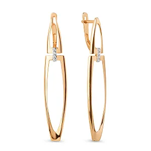 Серьги из красного золота с фианитами