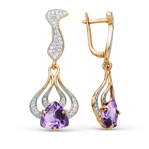 Серьги из красного золота с аметистами