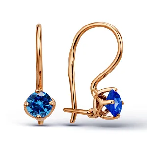 Серьги детские из красного золота с swiss топазами