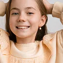 Серьги детские из красного золота с жемчугом и фианитами