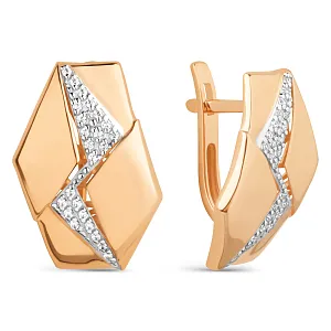 Серьги из красного золота с фианитами