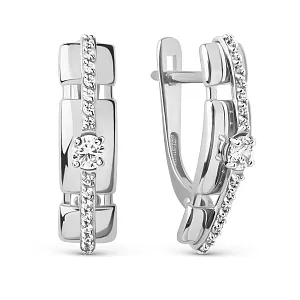 Серьги из белого золота с фианитами