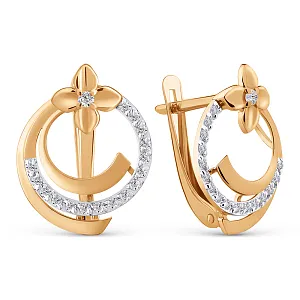 Серьги из красного золота с фианитами