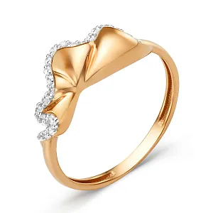 Кольцо из красного золота с фианитами