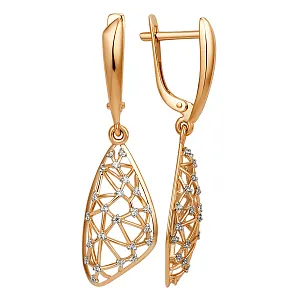 Серьги из красного золота с фианитами