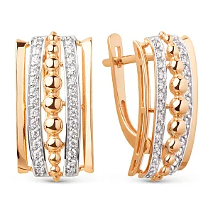 Серьги из красного золота с фианитами