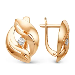 Серьги из красного золота с фианитами