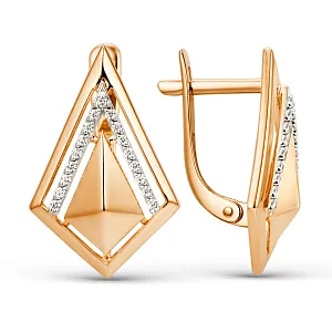 Серьги из красного золота с фианитами