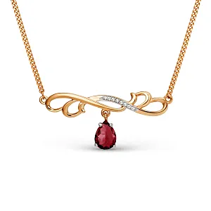 Колье из красного золота с гранатом
