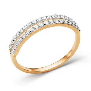 Кольцо из красного золота с фианитами