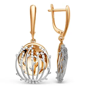 Серьги из красного золота с фианитами