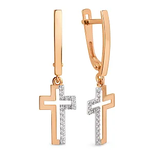 Серьги из красного золота с фианитами