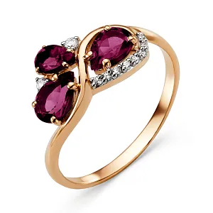 Кольцо из красного золота с гранатами