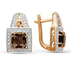 Серьги из красного золота с раухтопазами