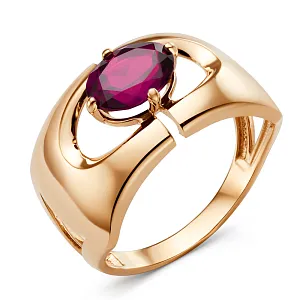 Кольцо из красного золота с корундом