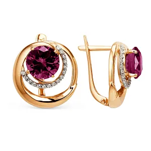 Серьги из красного золота с гранатами