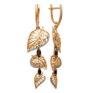 Серьги из красного золота с раухтопазами