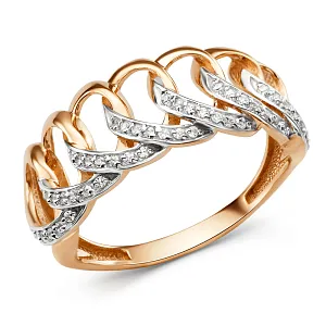 Кольцо из красного золота с фианитами