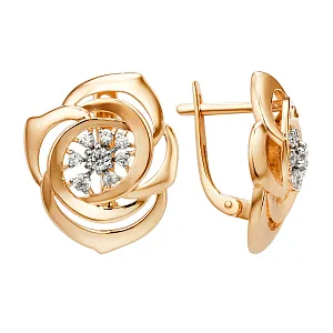 Серьги из красного золота с фианитами