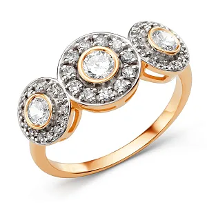 Кольцо из красного золота с фианитами