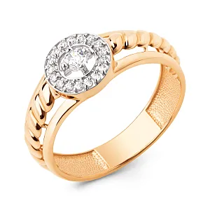 Кольцо из красного золота с фианитами