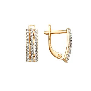 Серьги из красного золота с фианитами