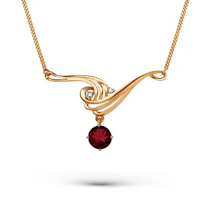 Колье из красного золота с гранатом