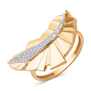 Кольцо из красного золота с фианитами