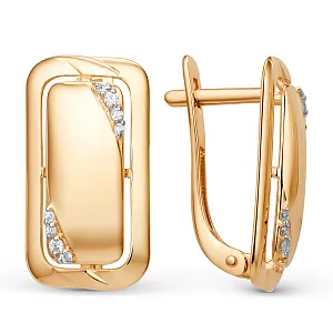 Серьги из красного золота с фианитами