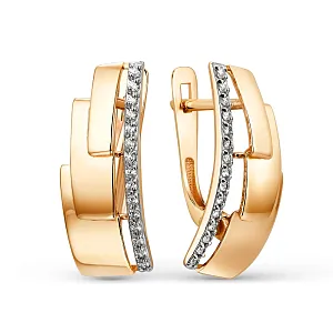 Серьги из красного золота с фианитами