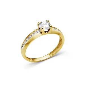 Кольцо из желтого золота с фианитами