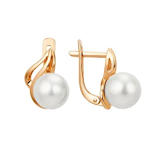 Серьги из красного золота с жемчугом