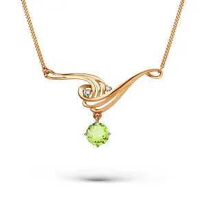 Колье из красного золота с хризолитом