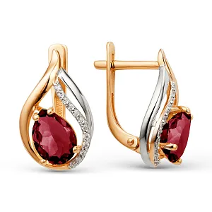 Серьги из красного золота с гранатами