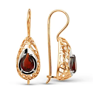 Серьги из красного золота с гранатами