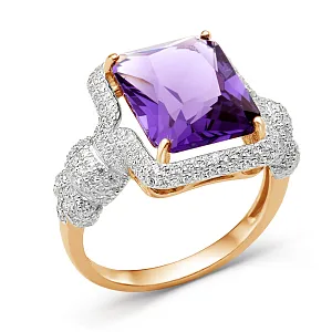 Кольцо из красного золота с аметистом